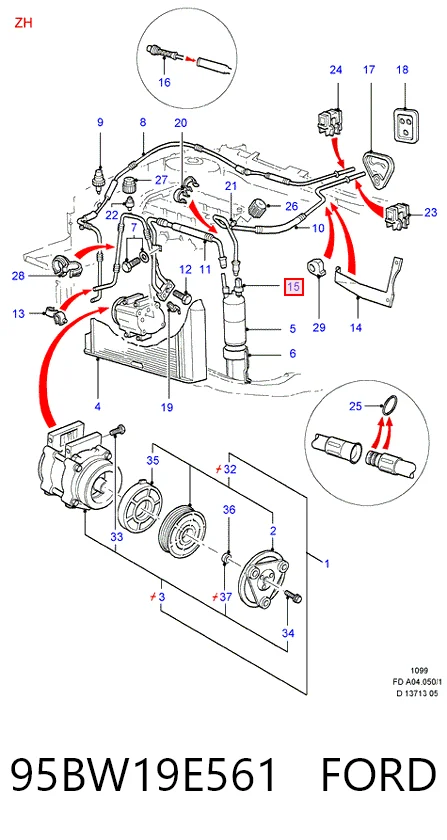 95BW19E561 Ford Клапан давления кондиционера