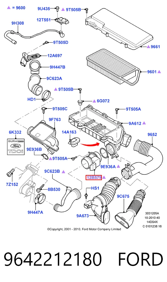 9642212180 Ford Датчик расхода воздуха