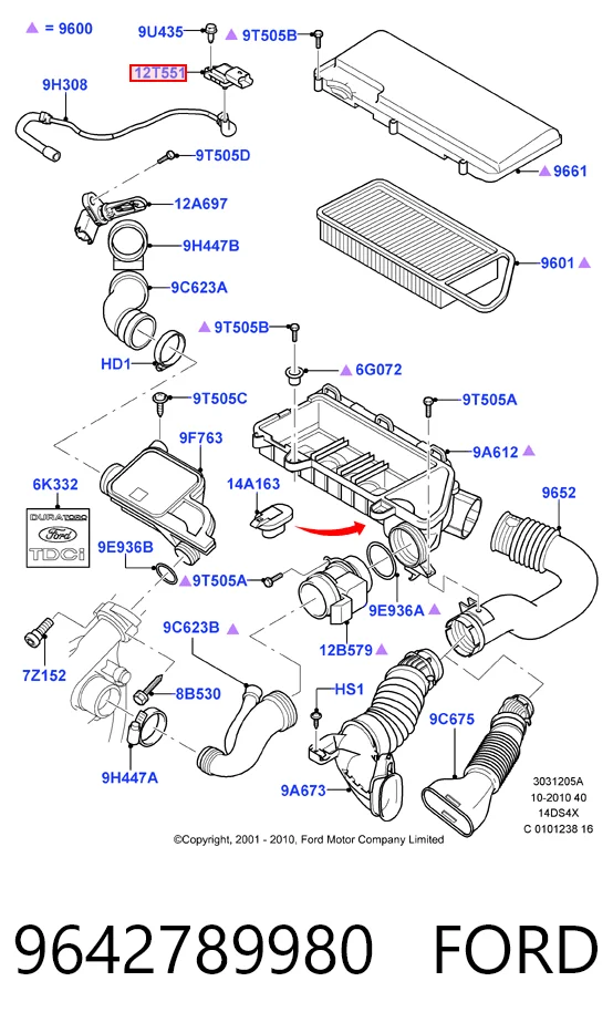 9642789980 Ford Датчик давления воздуха
