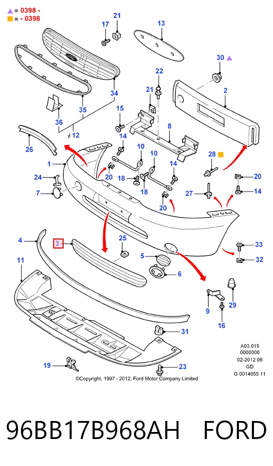 Решетка бампера KH2554994 Starline