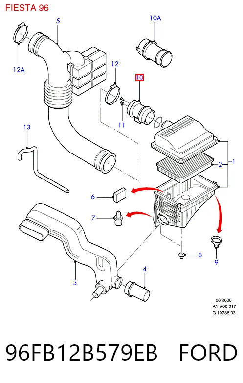 96FB12B579EB Ford Датчик расхода воздуха