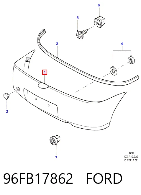 Задний бампер на Ford Fiesta COURIER J5S, J3S