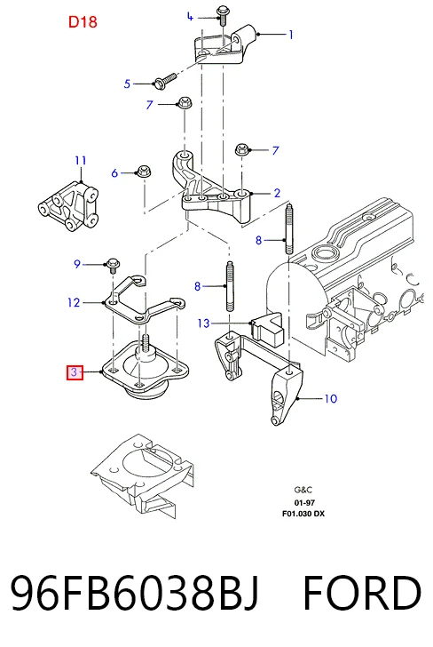 Опора двигателя JP Group B1034