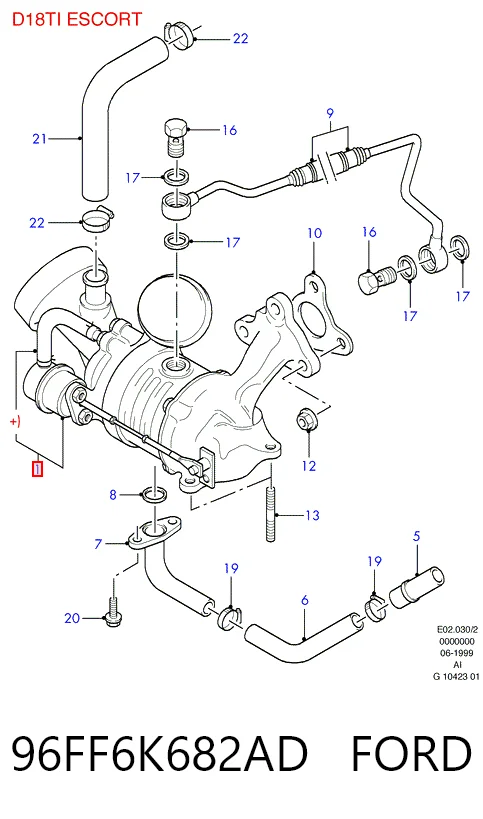 Турбонагнетатель Ford Escort VII хэтчбек (GAL, AAL, ABL) (1995 - 1998) цена, от 82.49 USD