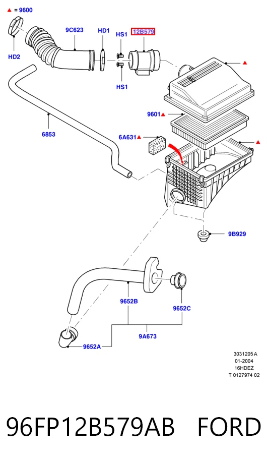 96FP12B579AB Ford Датчик расхода воздуха
