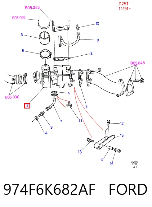 974F6K682AF Ford Турбонаддув