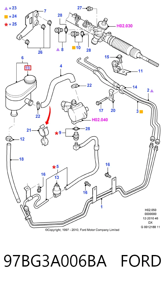 97BG3A006BA Ford Крышка бачка насоса гидроусилителя руля