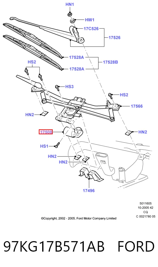 Мотор стеклоочистителя передний на Ford Ka  RBT