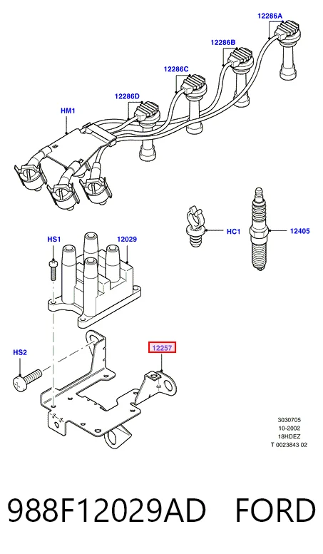 988F12029AD Ford Катушка зажигания