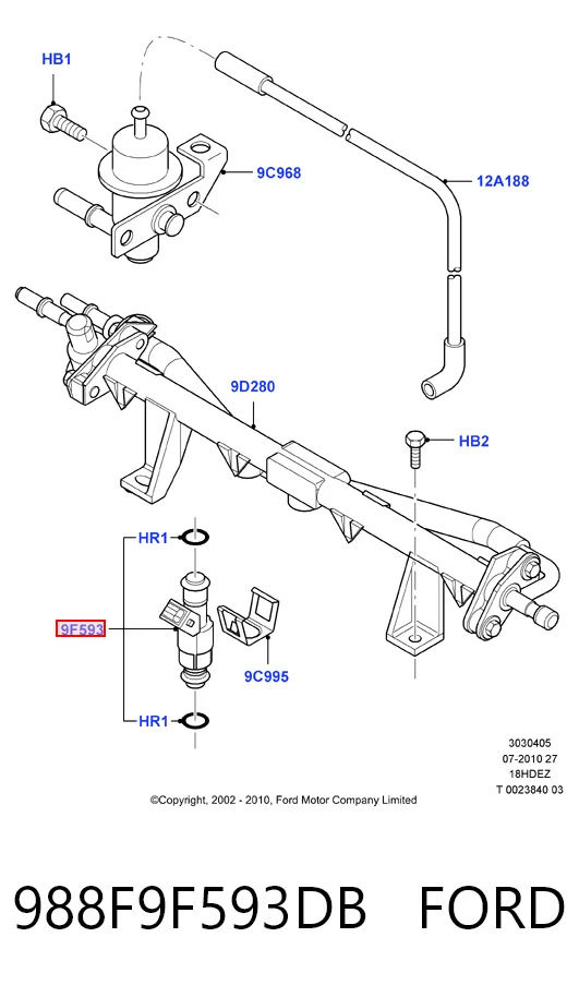 988F9F593DB Ford Топливные форсунки