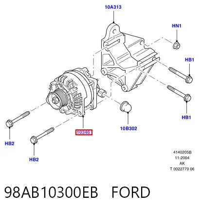 98AB10300EB Ford Генератор автомобильный