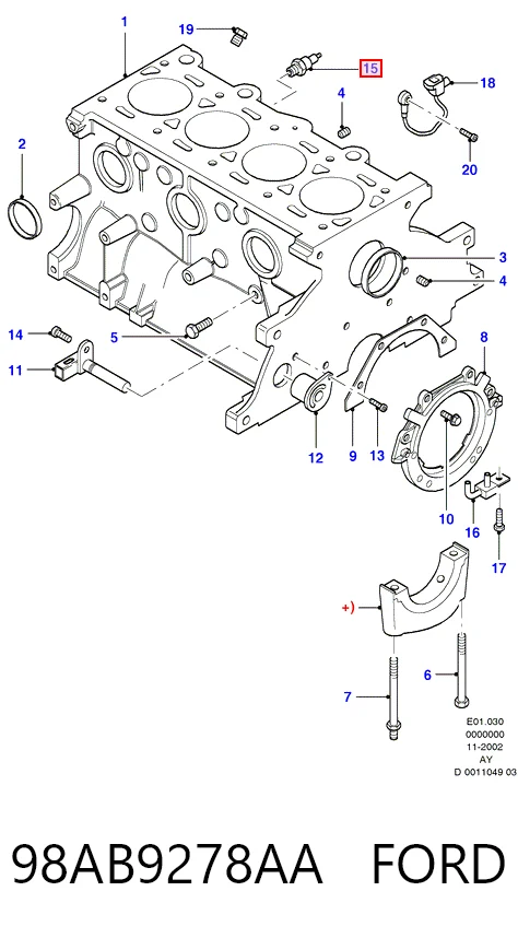 98AB9278AA Ford Датчик указателя давления масла