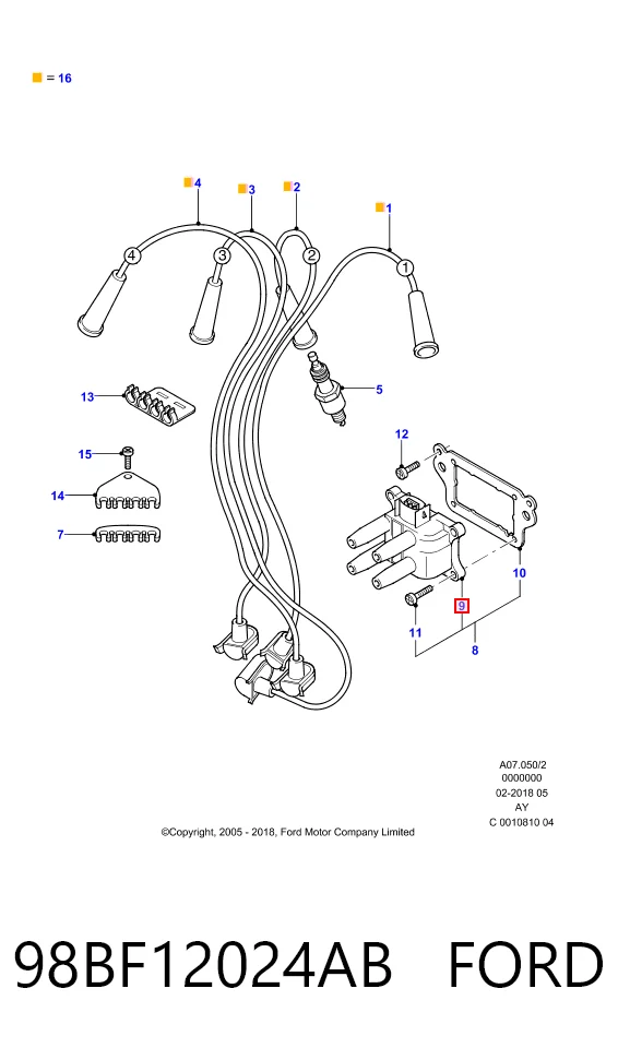 98BF12024AB Ford Катушка зажигания