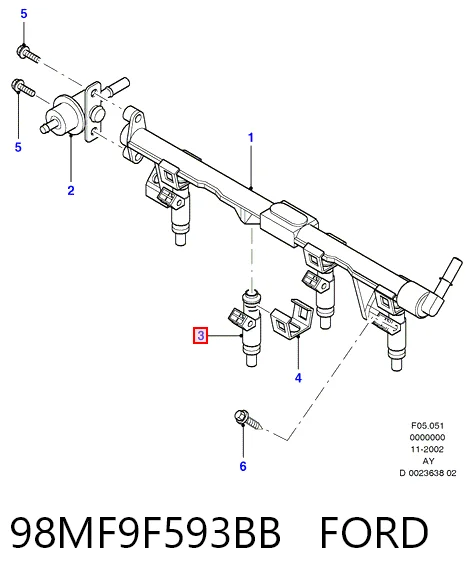 98MF9F593BB Ford Топливные форсунки