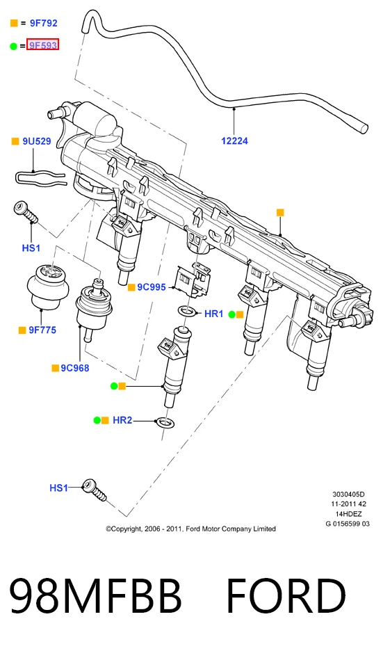 98MFBB Ford Топливные форсунки