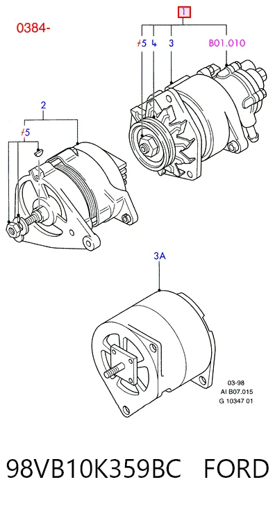 98VB10K359BC Ford Генератор автомобильный