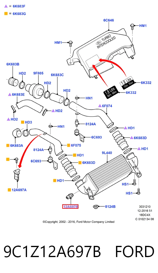 9C1Z12A697B Ford Датчик температуры воздуха на входе