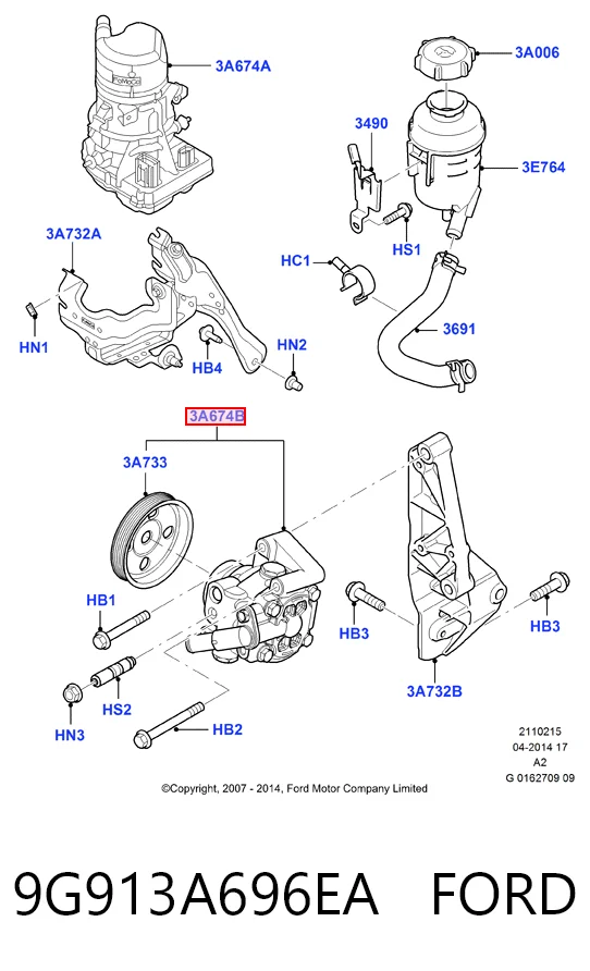 9G913A696EA Ford ГУР руля