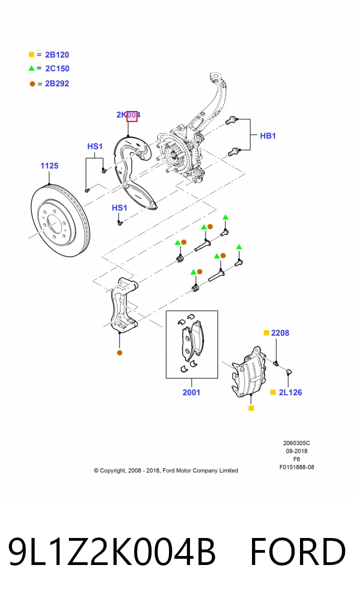 9L1Z2K004B Ford Пыльник тормозного диска переднего