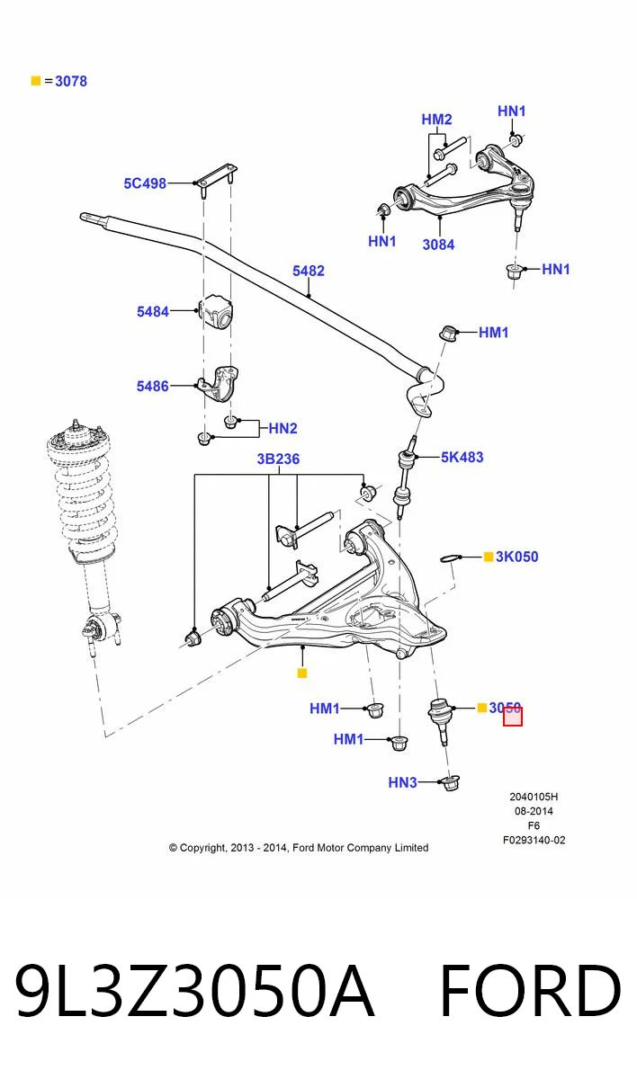 9L3Z3050A Ford Палец шаровой нижний