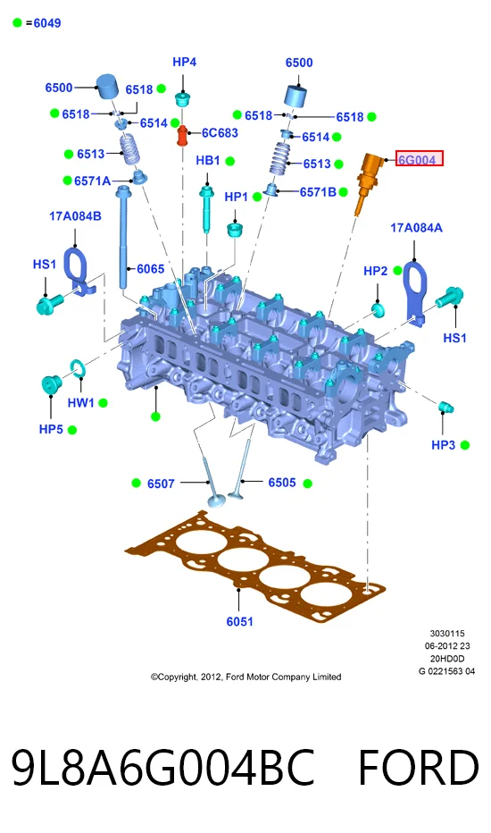 9L8A6G004BC Ford Термодатчик масла двигателя