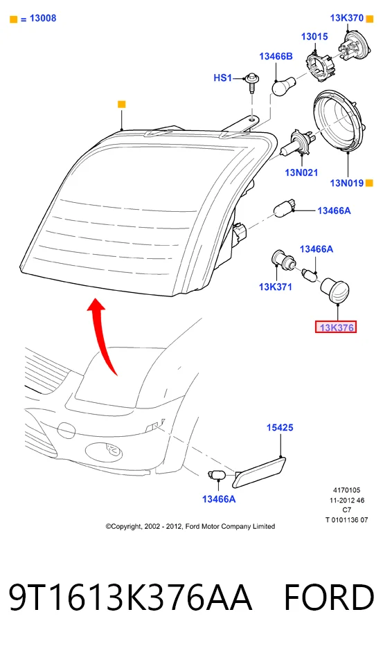 Повторитель поворота на крыло на Ford Connect  TC7