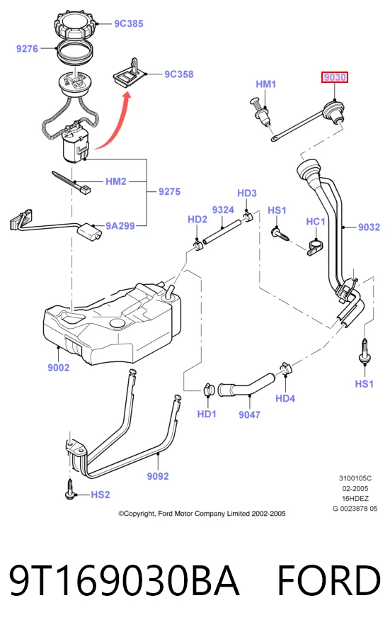 9T169030BA Ford Крышка топливного Бака