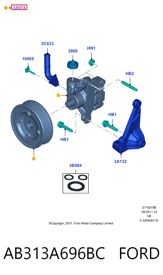 AB313A696BC Ford ГУР руля