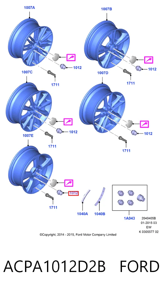 ACPA1012D2B Ford Гайка колеса