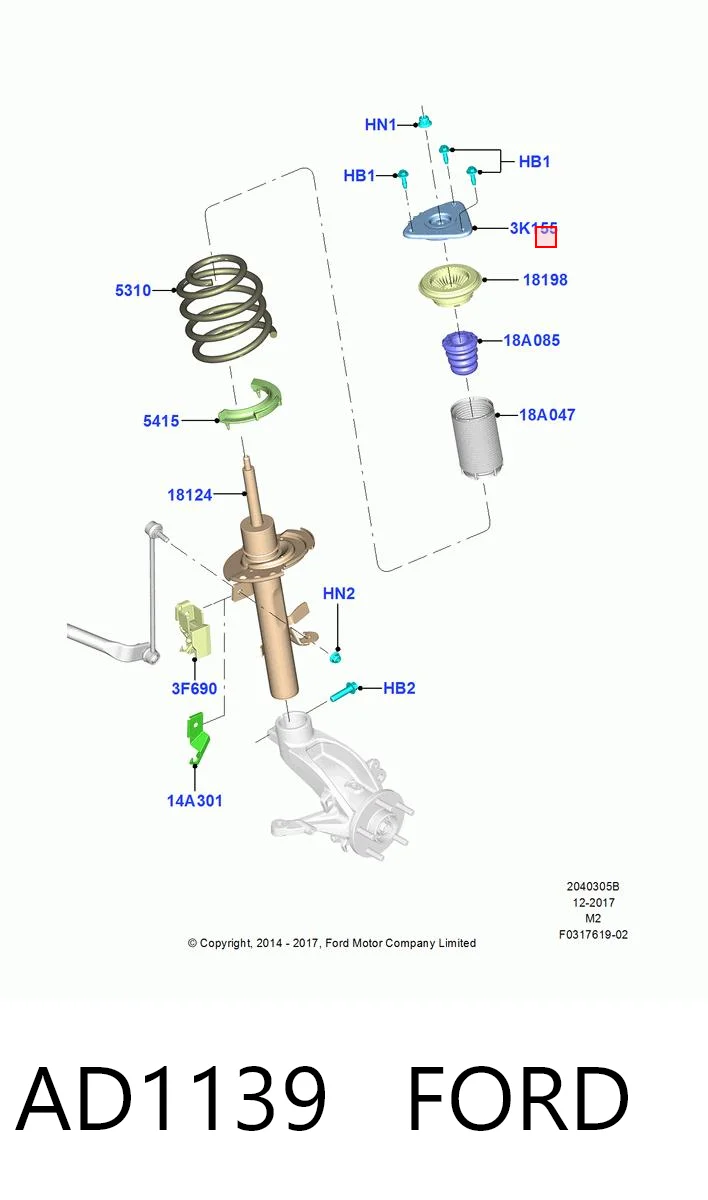 AD1139 Ford Подушка амортизатора переднего