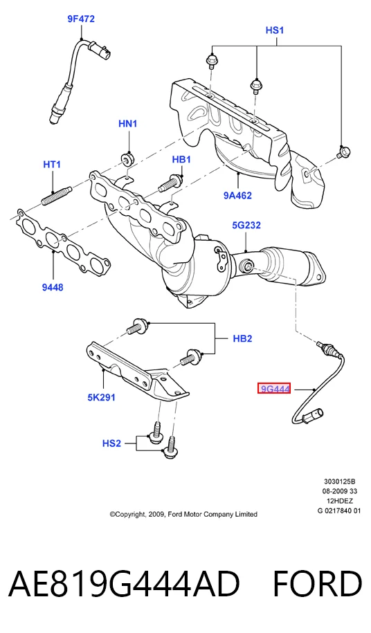 AE819G444AD Ford Датчик кислорода после катализатора