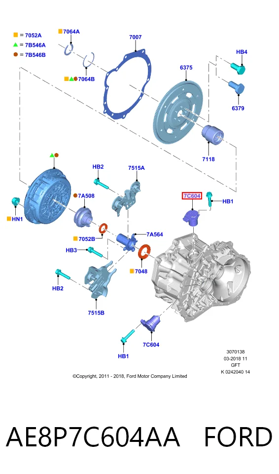 AE8P7C604AA Ford Привод выбора передач
