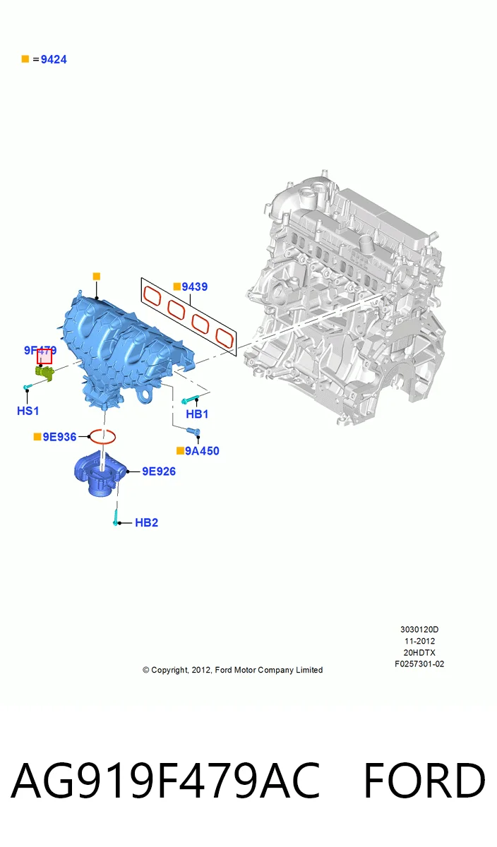 AG919F479AC Ford Датчик давления воздуха