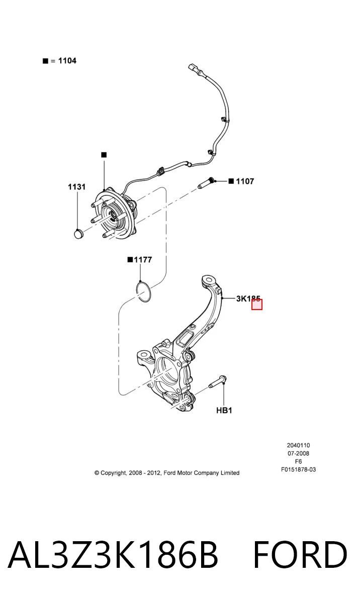 AL3Z3K186B Ford Цапфа - поворотный кулак передний, левый