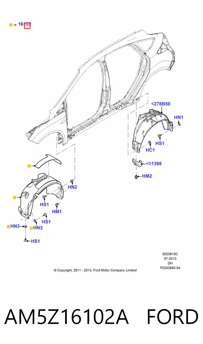 AM5Z16102A Ford Подкрыльник переднего крыла, правый