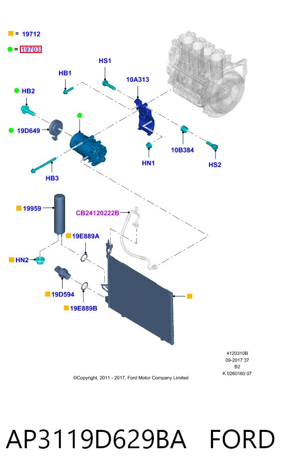 AP3119D629BA Ford Компрессор хладагента