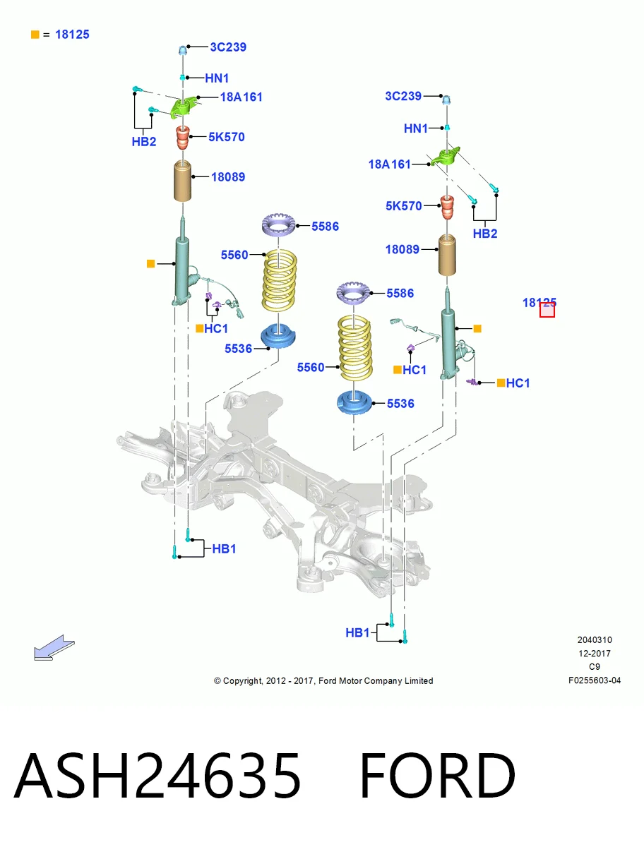 ASH24635 Ford Амортизатор задней подвески, левый