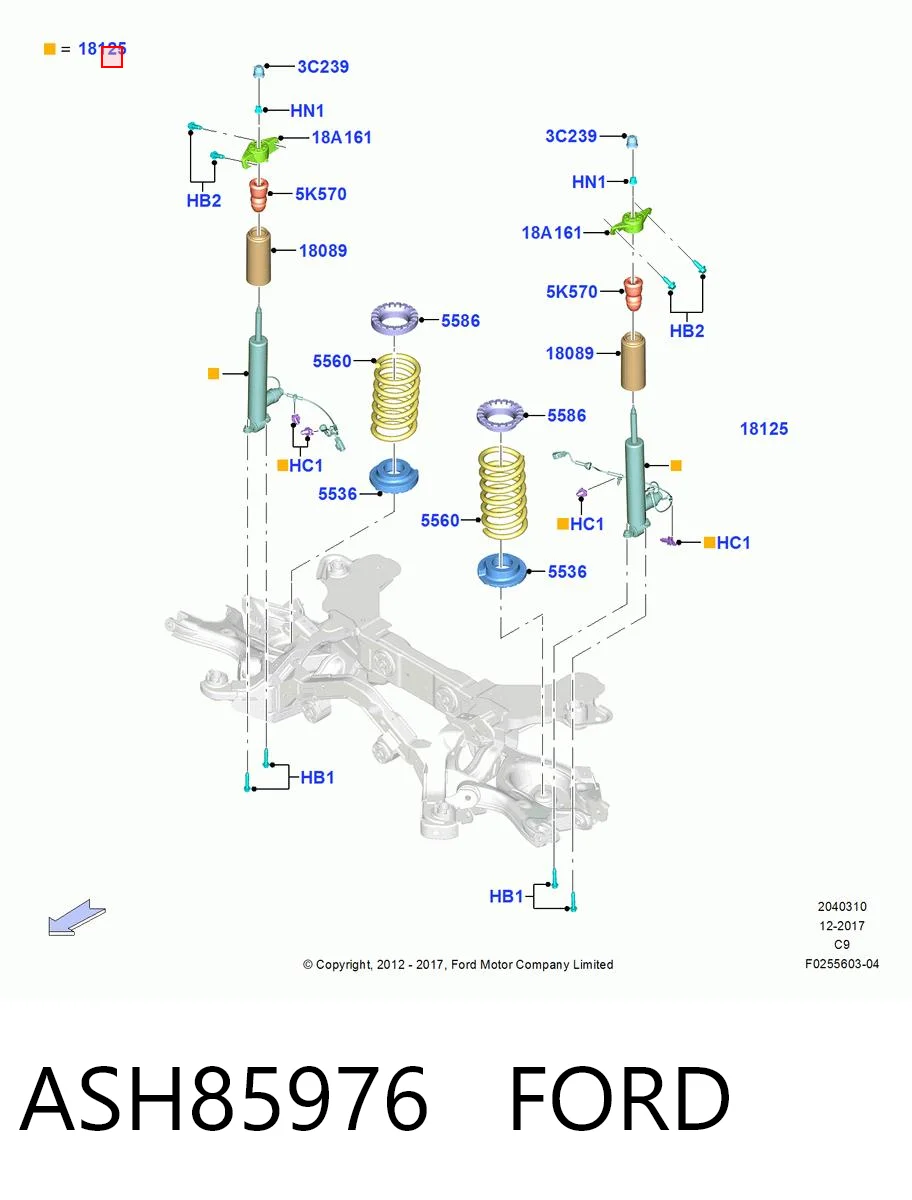 ASH85976 Ford Амортизатор задней подвески, левый