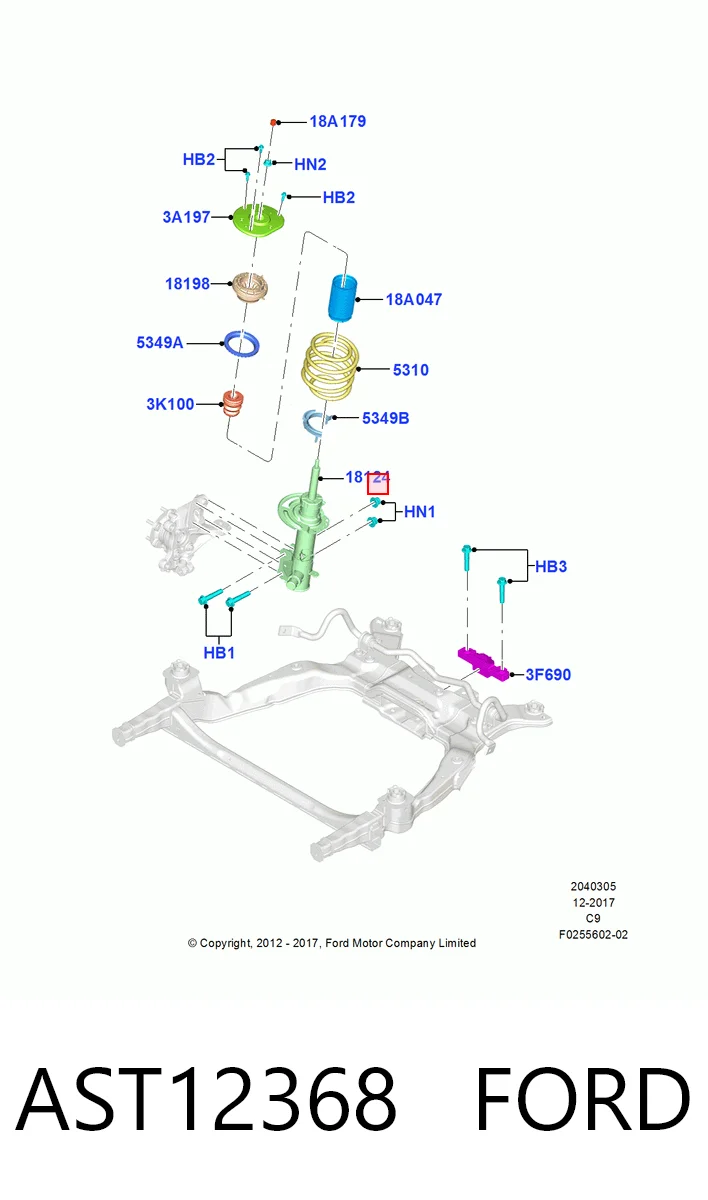 AST12368 Ford Амортизатор передней подвески правый