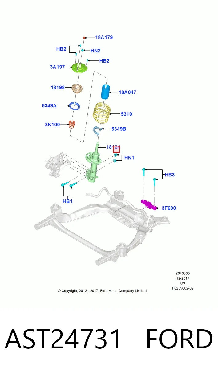 AST24731 Ford Амортизатор передней подвески правый