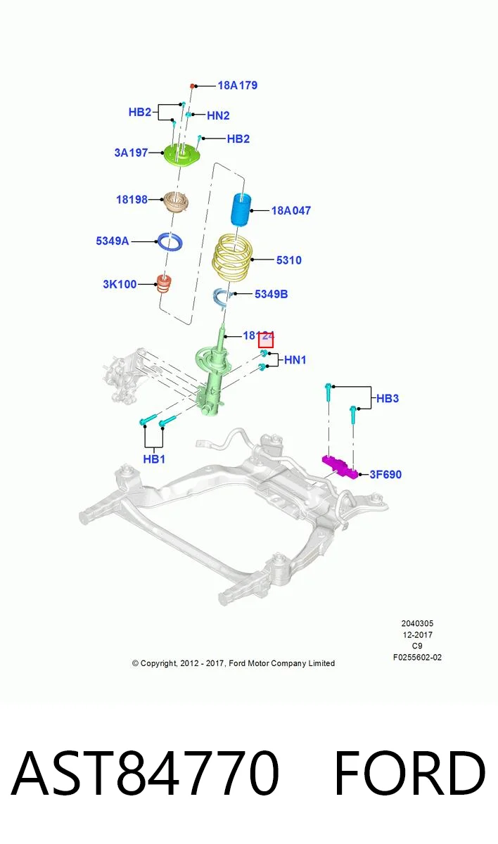 AST84770 Ford Амортизатор передней подвески правый