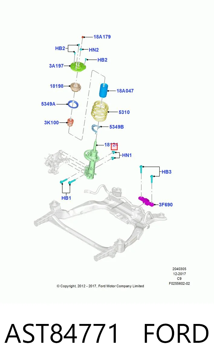 AST84771 Ford Амортизатор передний левый
