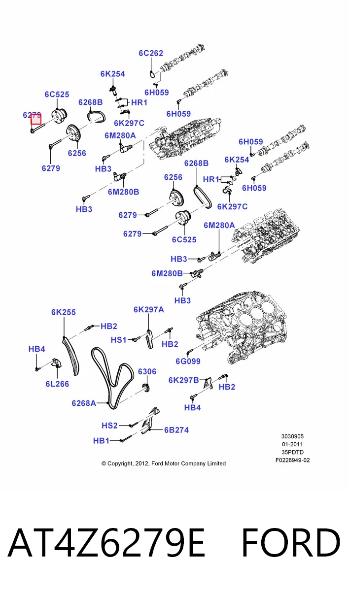 AT4Z6279E Ford Болт шестерни распредвала