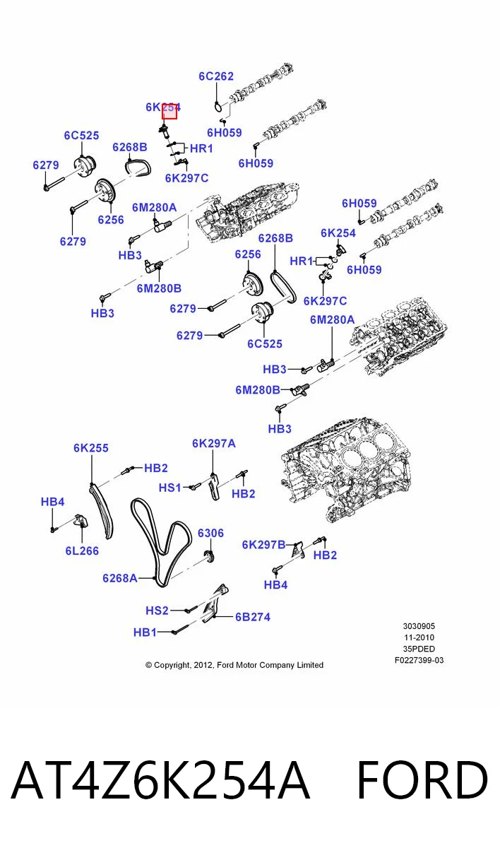 AT4Z6K254A Ford Гидронатяжитель цепи