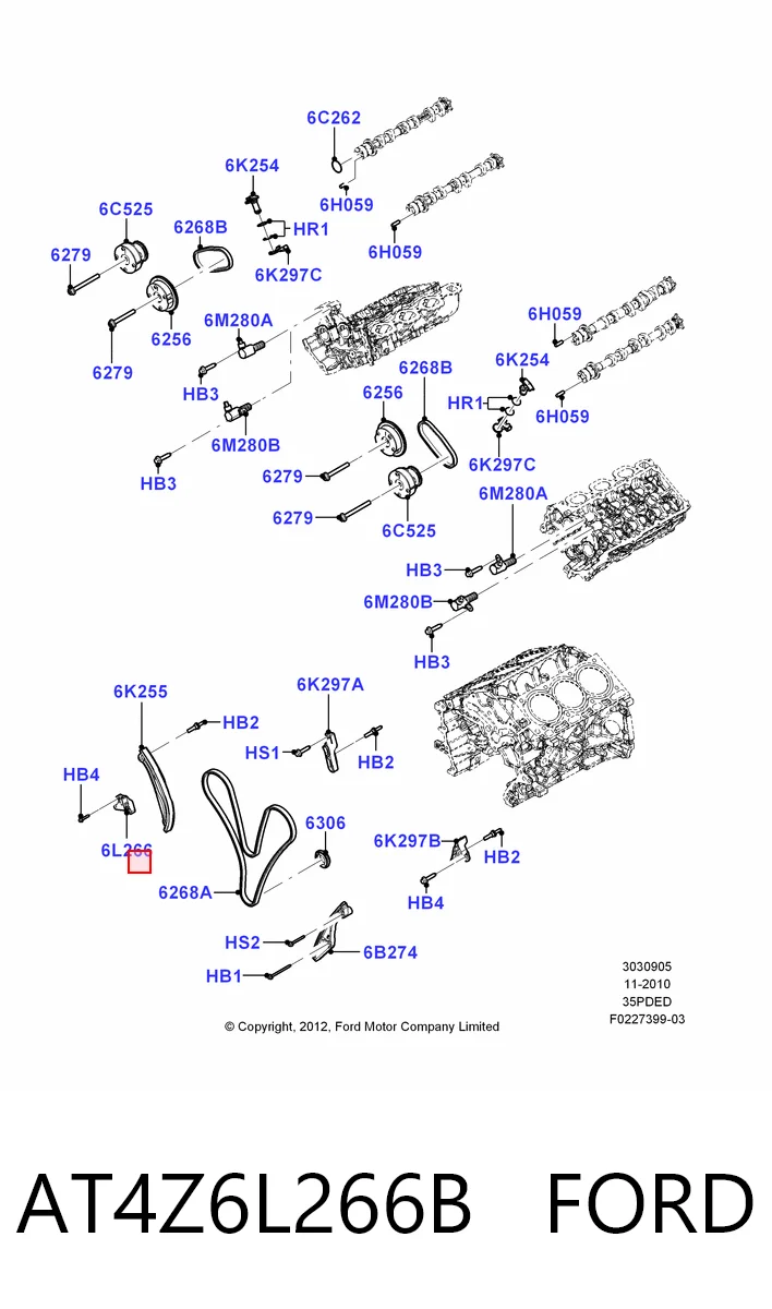AT4Z6L266B Ford Гидронатяжитель цепи