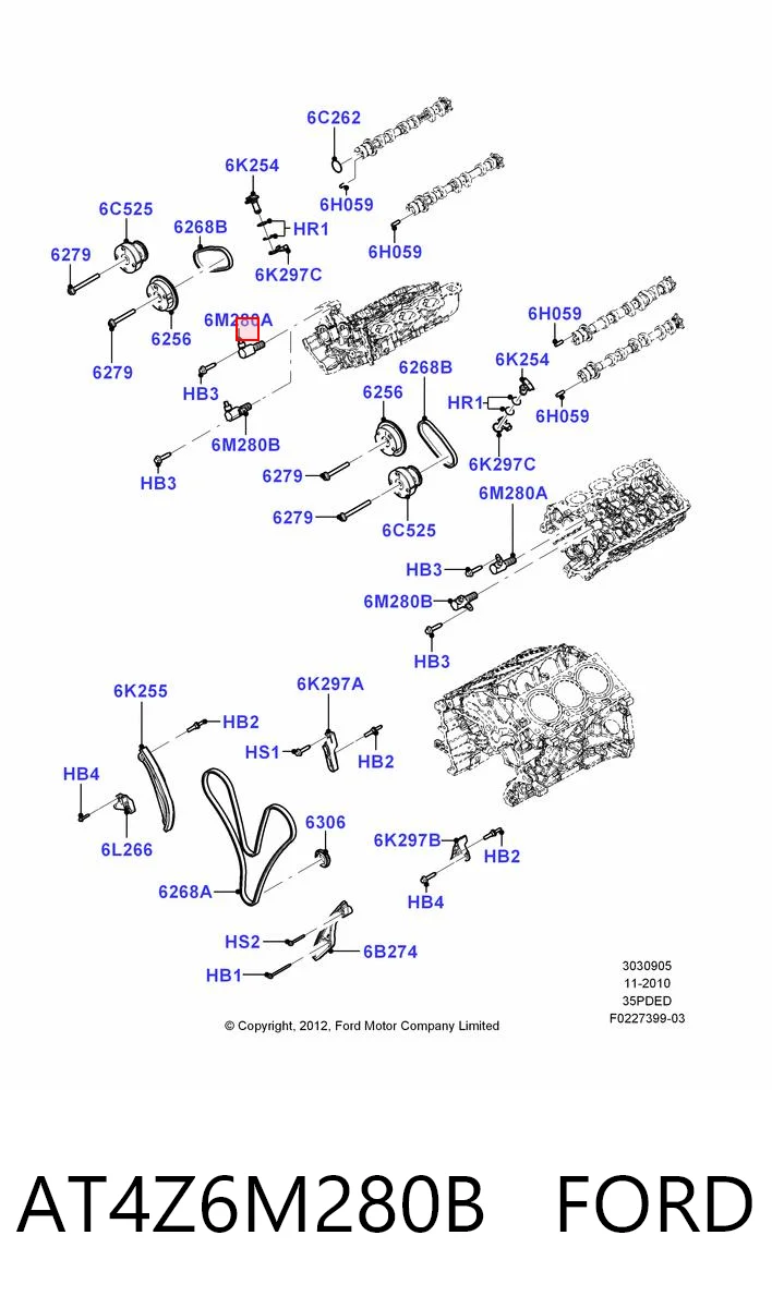 AT4Z6M280B Ford Клапан положения фаз распредвала