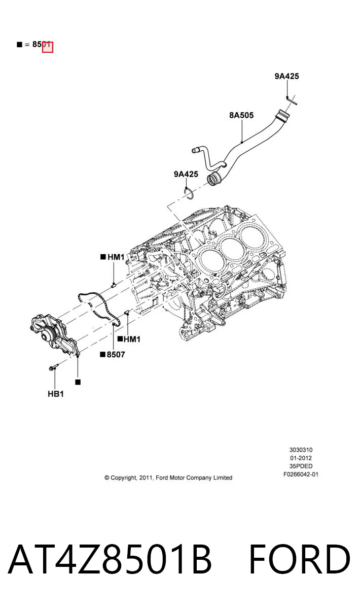 AT4Z8501B Ford Насос водяной