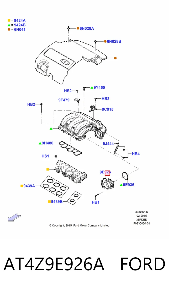 AT4Z9E926A Ford Дроссельная заслонка