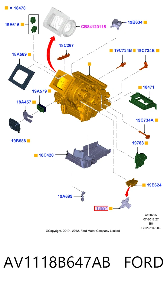 AV1118B647AB Ford Реле печки