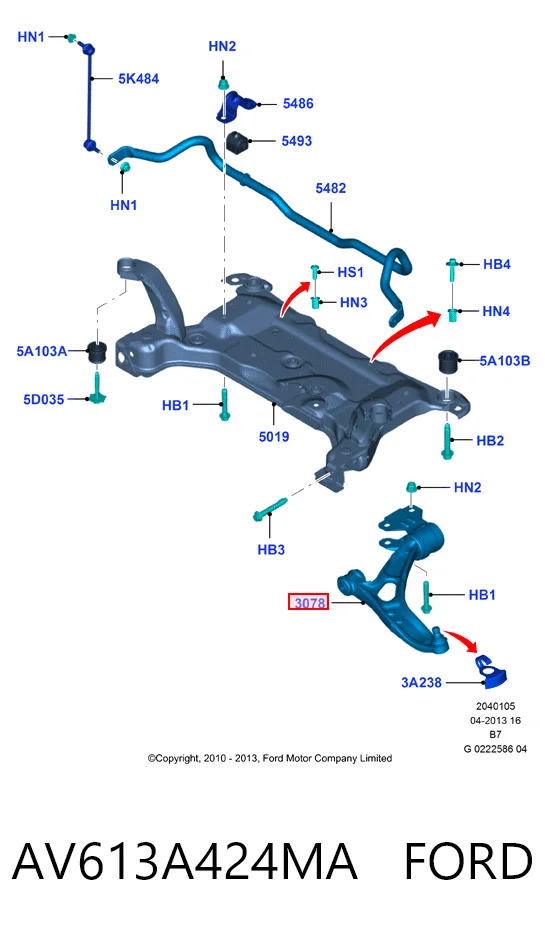 AV613A424MA Ford Рычаг передней подвески нижний левый